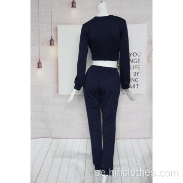 Svart Midriff Crop Suit For Lady